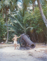 Me (in 1982), next to one of the WWII era gun batteries that protected the island half a century ago